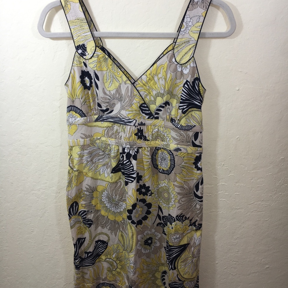ANN TAYLOR yellow black sleeveless dress sz 2